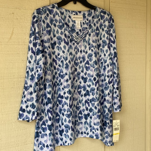 Alfred Dunner Top Blue Animal Print Montana Sky - Picture 15 of 15
